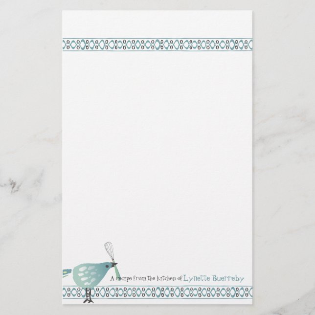 Cute bird kitchen whisk menu recipe stationery (Front)