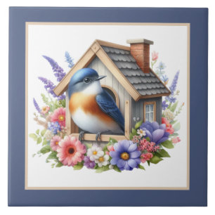 Cute bird lovers crafting business home tile