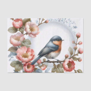 Cute bird lovers flowers decoupage tissue paper