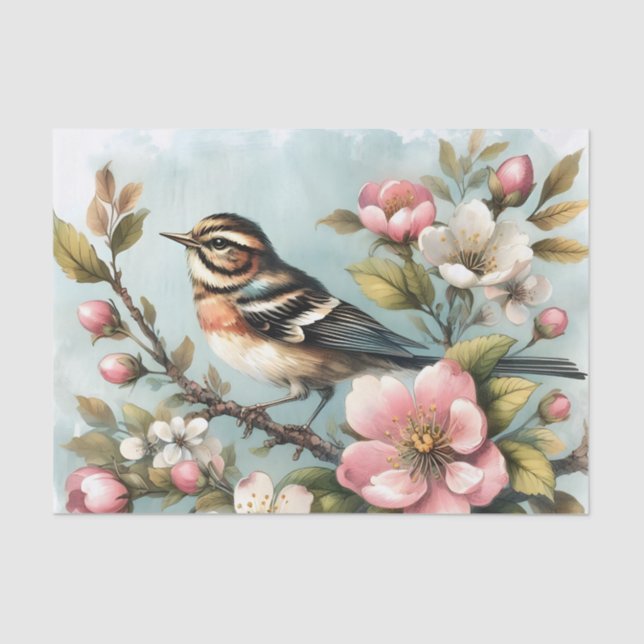 Cute bird lovers flowers decoupage  tissue paper (Front)