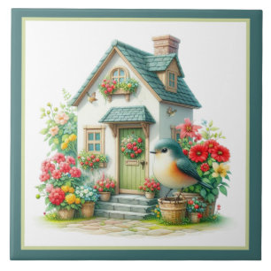 Cute bird lovers kitchen crafting business tile