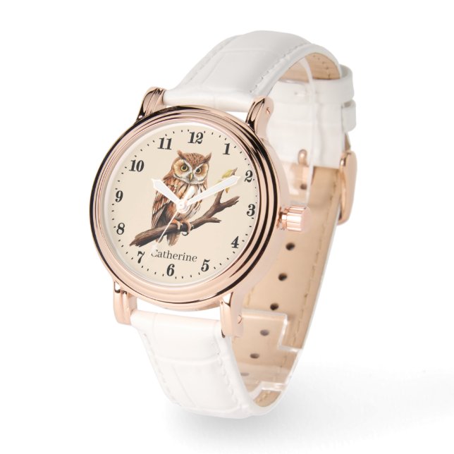 Cute bird lovers owl add name  watch (Angle)
