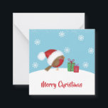 Cute Bird Merry Christmas Note Card<br><div class="desc">A cute little bird with a santa hat. Easily personalise the back of the card with just a few clicks.  Perfect for Christmas gifts or goodie bags.</div>