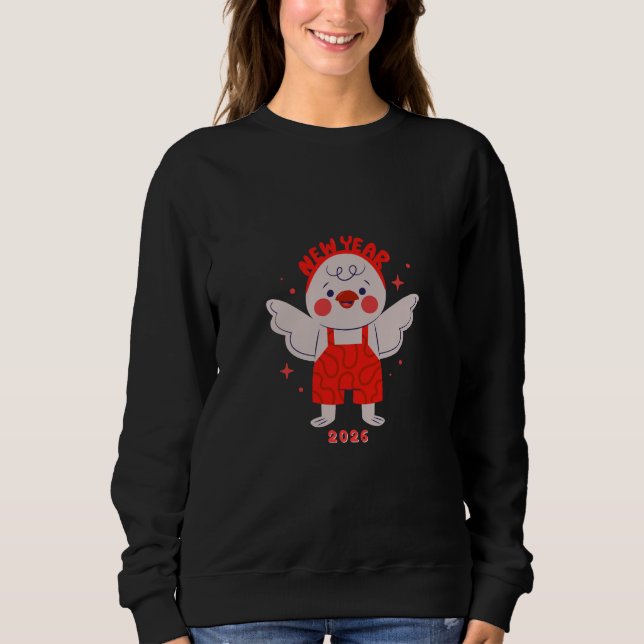 Cute Bird New Year Illustration Sweatshirt (Front)