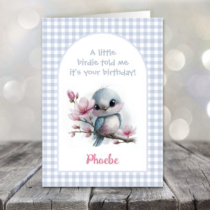 Cute Bird on a Branch Birthday Card