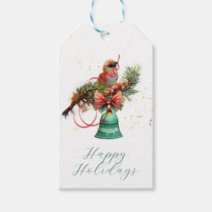 Cute Bird on a Branch with Ribbon Gift Tags
