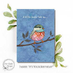 Cute Bird on Branch Birthday Card