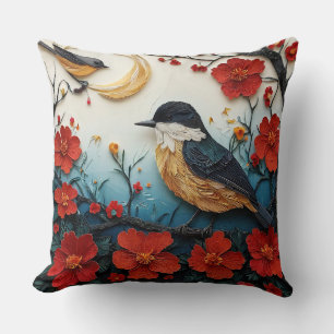 Cute bird paper art cushion