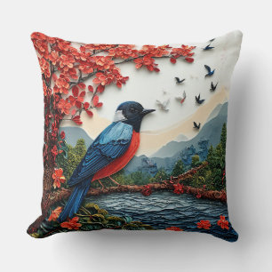 Cute bird paper art cushion