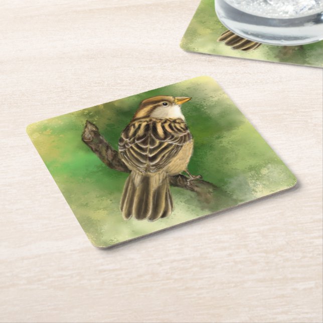 Cute Bird Paper Coaster (Angled)