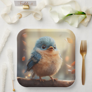 Cute bird paper plate