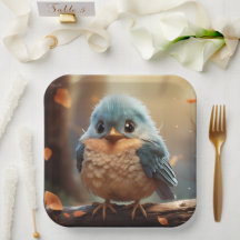 Cute bird paper plate