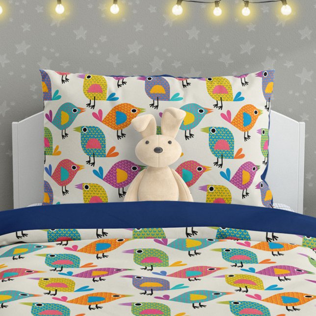 Cute Bird Pattern on Cream Pillowcase (Creator Uploaded)