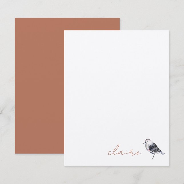 Cute Bird Personalised Note Card (Front/Back)