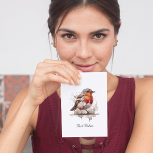 Cute bird red robin customisable card