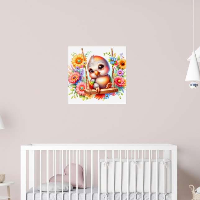 Cute bird rhino nursery  poster (Nursery 2)