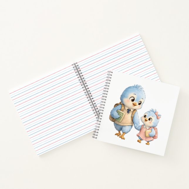 Cute Bird Siblings School Notebook (Inside)