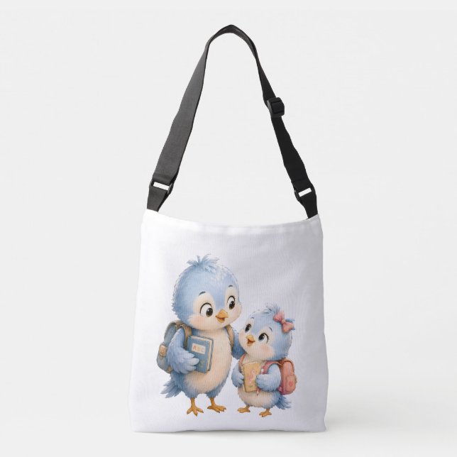 Cute Bird Siblings Shoulder Tote Bag (Front)
