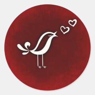 Cute Bird Singing Love Valentine's Day Classic Round Sticker