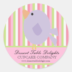 Cute Bird Stripes Business Advertising Website Classic Round Sticker
