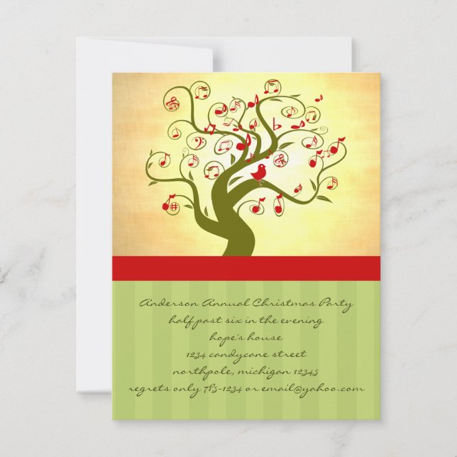 Cute Bird Swirl Tree Gifts and Invitations (Front)