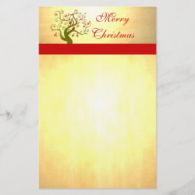 Cute Bird Swirl Tree Gifts and Invitations Stationery (Front)