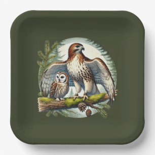 cute bird watching party paper plate