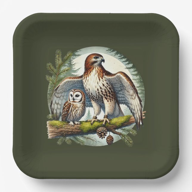 cute bird watching party paper plate (Front)