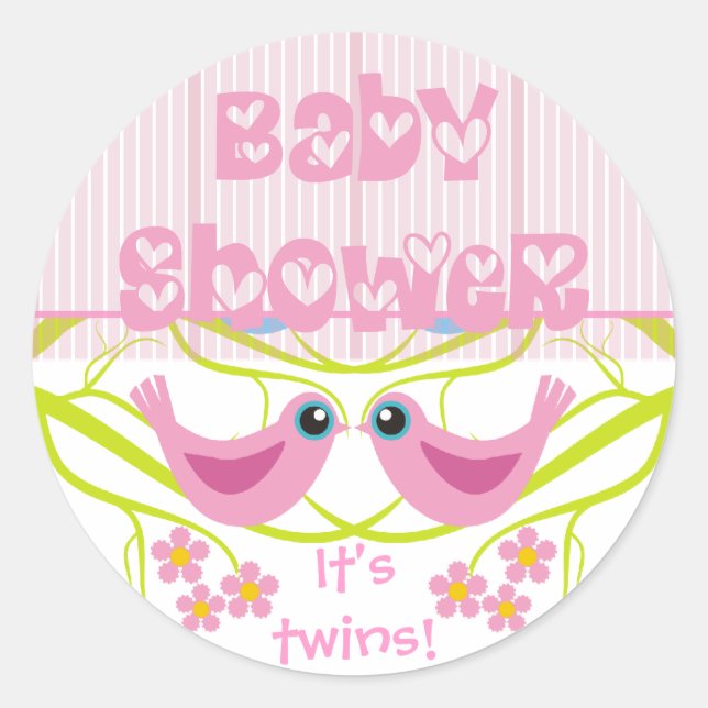 Cute Birdies Baby Shower Envelope Seals Stickers (Front)