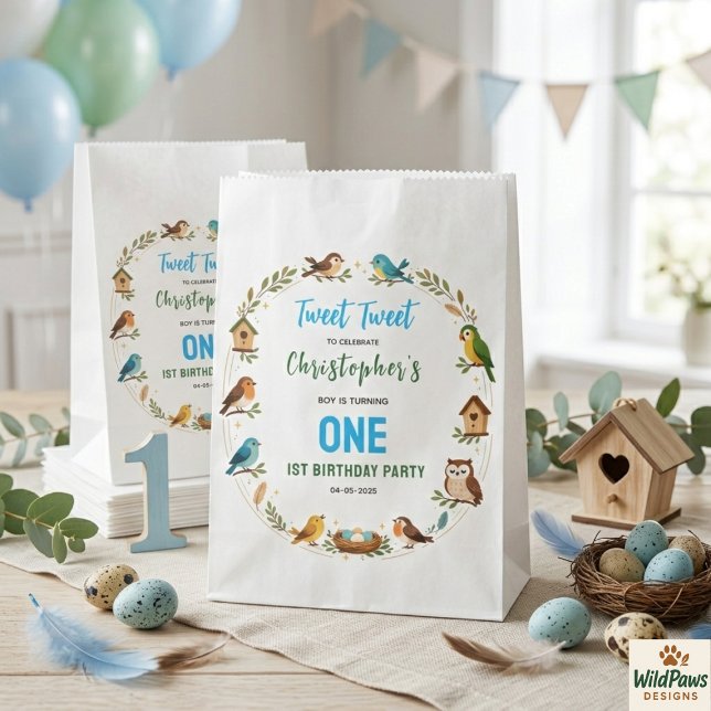 Cute Birds 1st Birthday Party – Fun Kids  Favour Bags (Cute Birds 1st Birthday Party – Fun Kids Favor Bag
)
