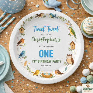 Cute Birds 1st Birthday Party – Fun Kids Paper Plate