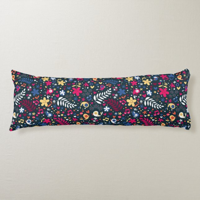 cute birds and flowers pattern body cushion (Front)