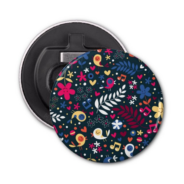 cute birds and flowers pattern bottle opener (Front)