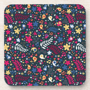 cute birds and flowers pattern coaster