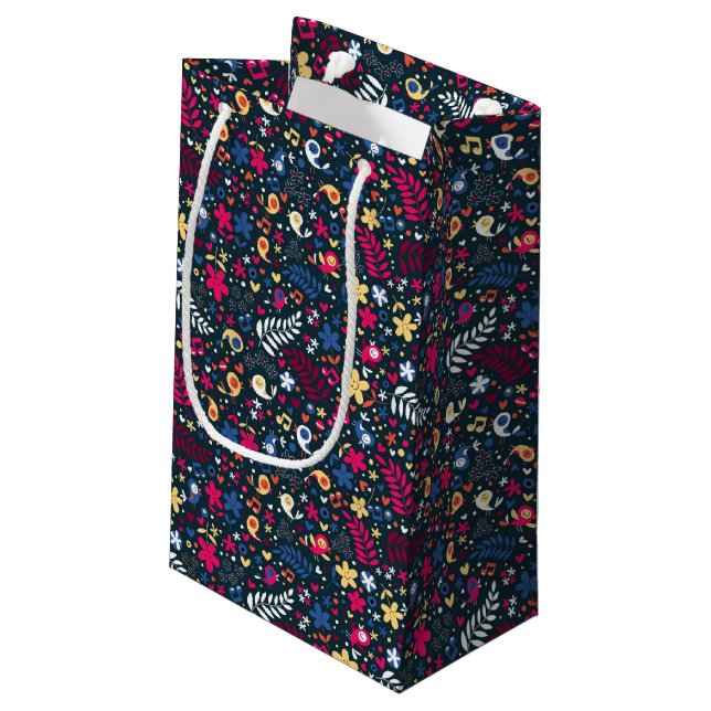 cute birds and flowers pattern small gift bag (Back Angled)