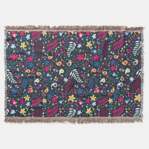cute birds and flowers pattern throw blanket