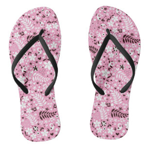 cute birds and flowers pink pattern flip flops