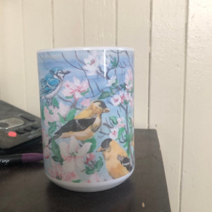  Cute Birds  blue jay yellow finch Nature Paitning Coffee Mug