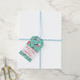 Cute Birds Christmas & Branches Pattern Gift Tags