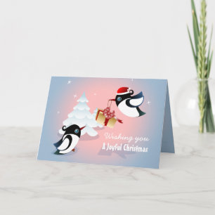 Cute Birds Christmas Present Holiday Card