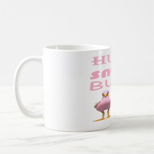 Cute birds colour pink with love message coffee mug (Left)
