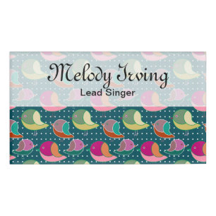 Cute Birds & Dots seamless pattern + your ideas Name Tag