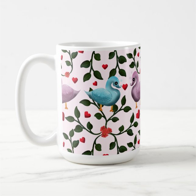 Cute birds floral pattern  coffee mug (Left)