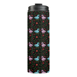 Cute birds floral pattern thermal tumbler