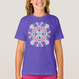 Cute Birds Flower Mandala Girl T-Shirt