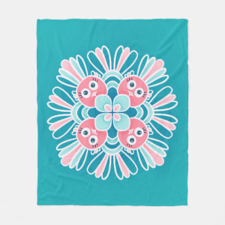 Cute Birds Flower Mandala Kids Fleece Blanket