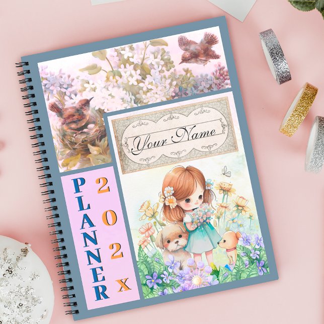 Cute Birds, flowers, little girl & puppies Planner (Creator Uploaded)