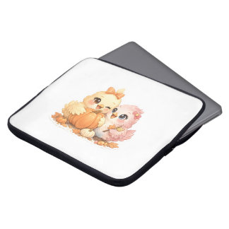 Cute Birds Halloween Pumpkin Laptop Sleeve