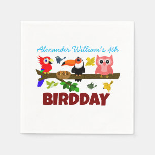 Cute Birds Illustration Bird Birthday Napkin
