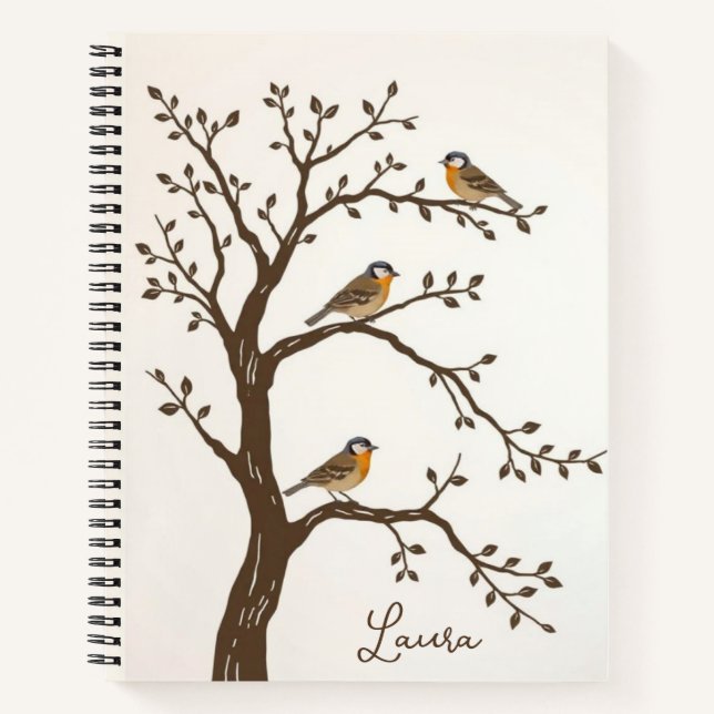 Cute Birds In a Tree Journal / Notebook (Front)